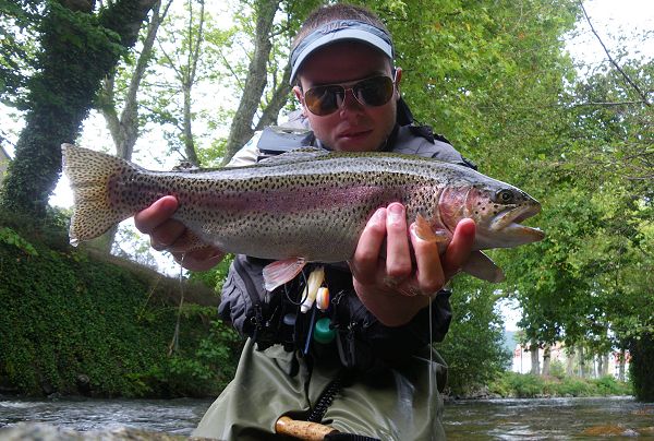 Pierre Kuntz with a beautiful rainbow trout from the Bruche